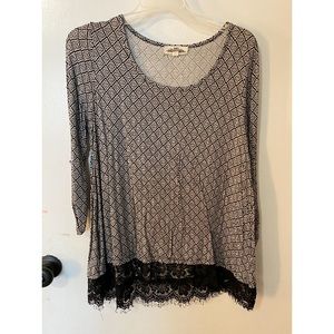 Patterned Top with Lace at Bottom